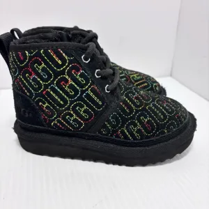 UGG NEUMEL II GRAPHIC STITCH BLACK SUEDE BOOTS SIZE 10 TODDLER