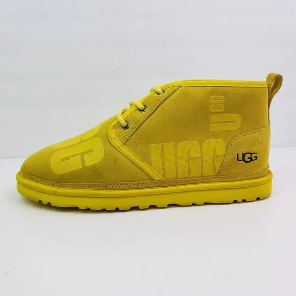 UGG Neumel Scatter Graphic Mens Size 11 Yellow Suede Chukka Boot Shoes 1134853
