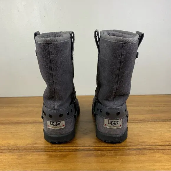 UGG Youth Grey Suede Shearling Lined Harness Boot Size 4