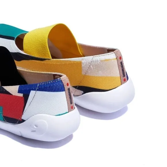 UIN Women's Ballet Plats Pointed Toe Comfort Shoes (Color Blocks Puzzle Menorca)
