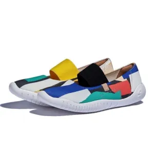 UIN Women's Ballet Plats Pointed Toe Comfort Shoes (Color Blocks Puzzle Menorca)