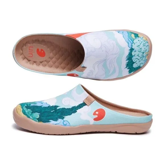 UIN Men's Mules Comfort Shoes Casual (Van Gogh Wheatfield with cypresses)