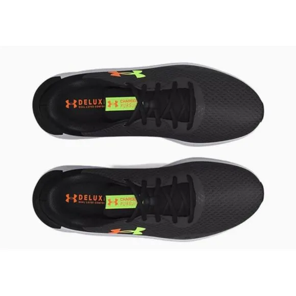 Under Armour 3024878 100 Men Charged Pursuit 3‎ BLACK/GREY/GREEN Shoes 10.5