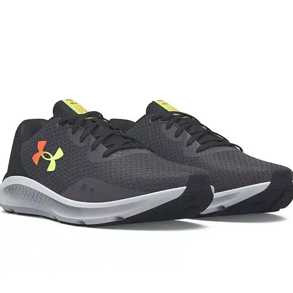 Under Armour 3024878 100 Men Charged Pursuit 3‎ BLACK/GREY/GREEN Shoes 10.5
