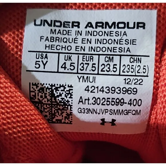 Under Armour Harper 7 Mid USA Baseball Shoes Youth Size 5Y (3025599-400)