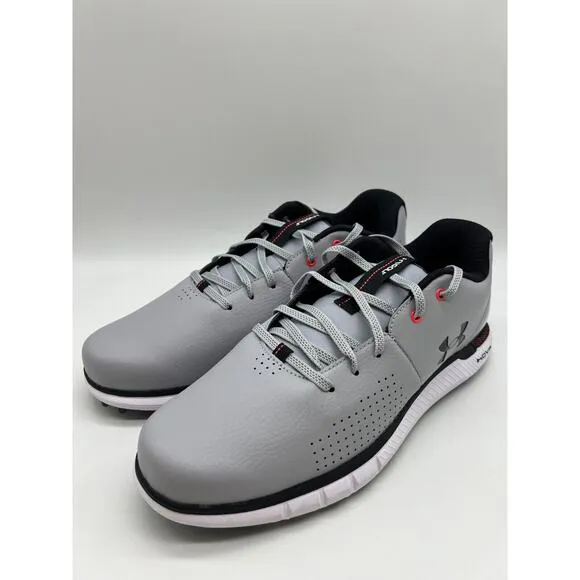 Under Armour HOVR Fade 2 Spikeless Golf Shoes Gray Black Red Men Size 10