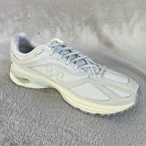 Under Armour UA Apparition Mens Shoes Sneakers Size 8.5 Women 10 White Suede NEW