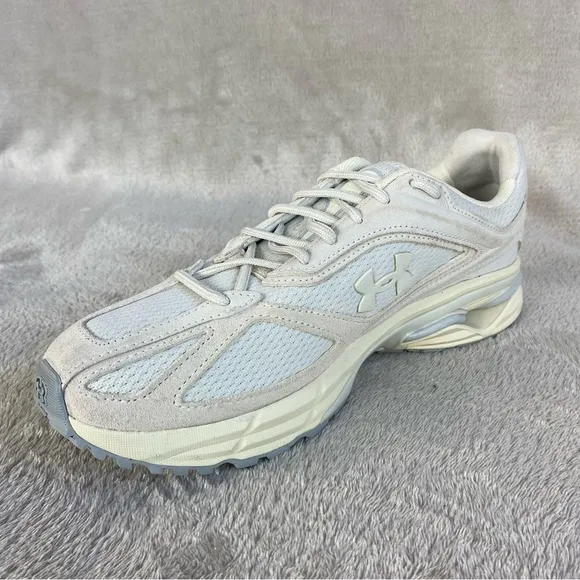 Under Armour UA Apparition Mens Shoes Sneakers Size 8.5 Women 10 White Suede NEW