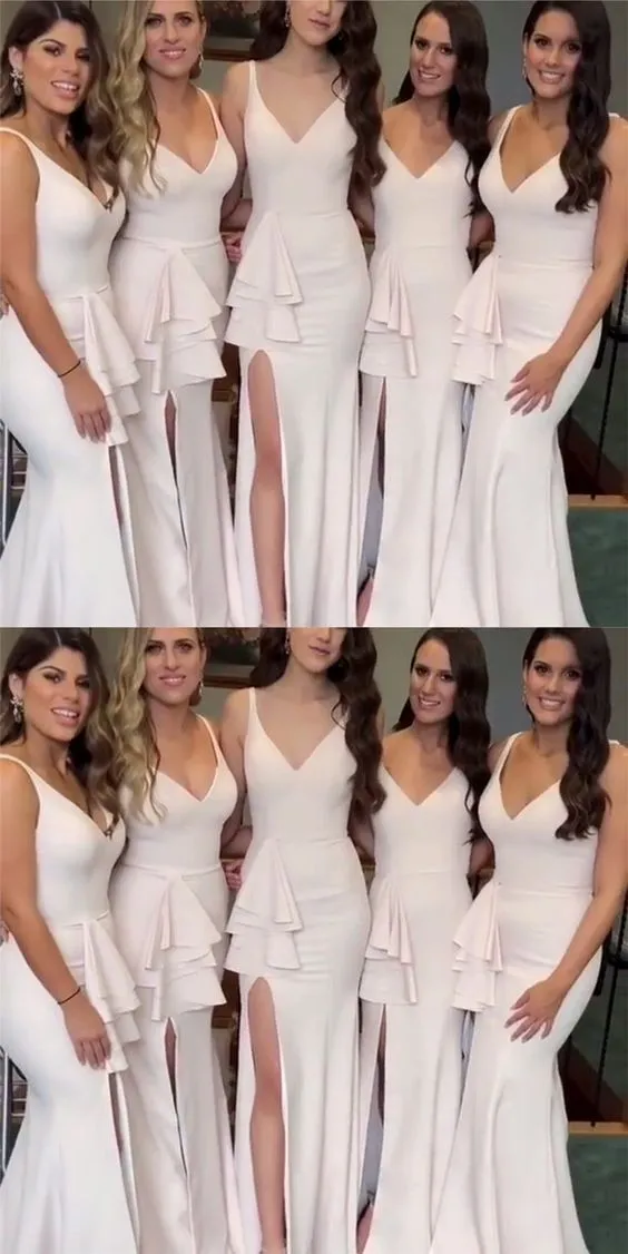 V-Neck Long Special Design New Mermaid Cheap Bridesmaid Dresses, wedding guest dress,WG367