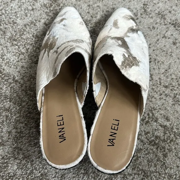 VANELi Ilium (Cream/Platino Glamour Haircalf) Women's Clog/Mule Shoes 9