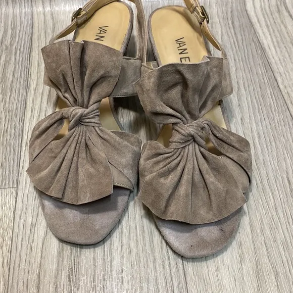 Vaneli Truffle Suede Soft Slingback with Vertical Bow