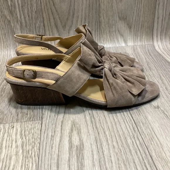 Vaneli Truffle Suede Soft Slingback with Vertical Bow