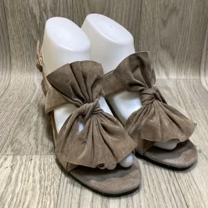 Vaneli Truffle Suede Soft Slingback with Vertical Bow