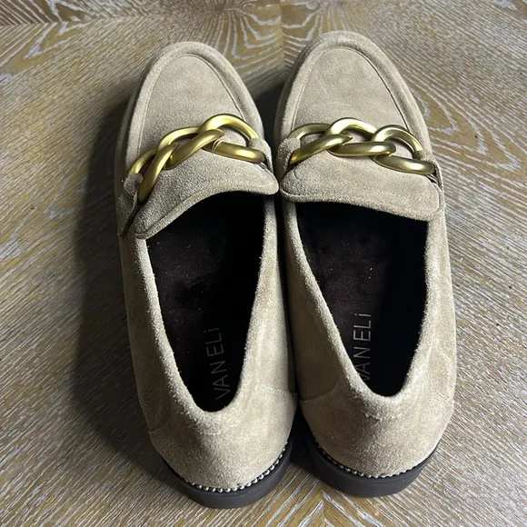 VANELI ZENKA LUG SOLE LOAFER SHOES IN TAUPE SUEDE 9.5