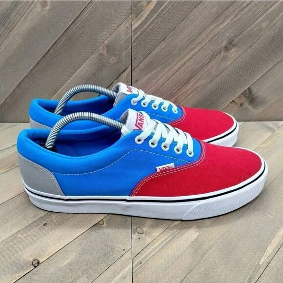 Vans Authentic Multicolor‎ Casual Sneakers Mens Size 10.5 Red Blue Grey Skate
