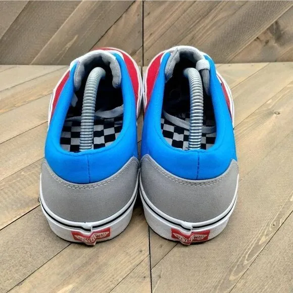 Vans Authentic Multicolor‎ Casual Sneakers Mens Size 10.5 Red Blue Grey Skate