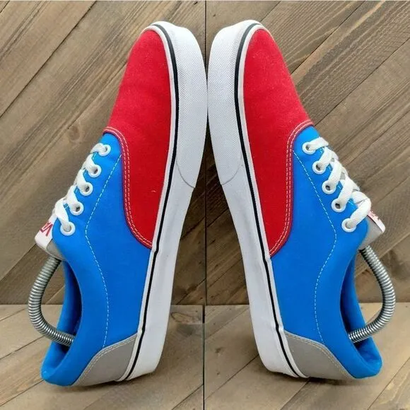 Vans Authentic Multicolor‎ Casual Sneakers Mens Size 10.5 Red Blue Grey Skate