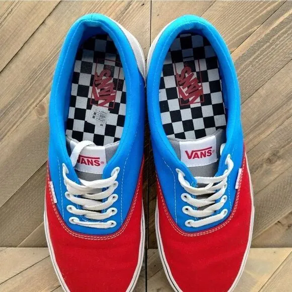 Vans Authentic Multicolor‎ Casual Sneakers Mens Size 10.5 Red Blue Grey Skate