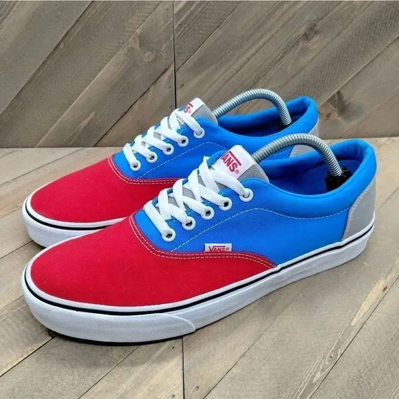 Vans Authentic Multicolor‎ Casual Sneakers Mens Size 10.5 Red Blue Grey Skate