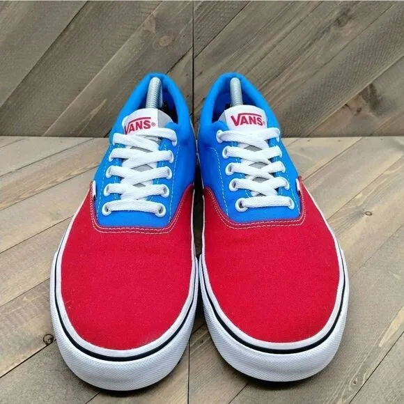 Vans Authentic Multicolor‎ Casual Sneakers Mens Size 10.5 Red Blue Grey Skate