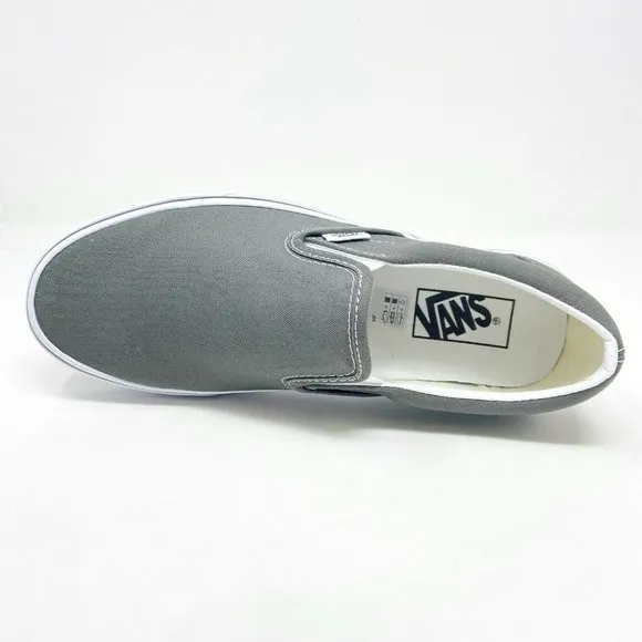 Vans Classic Slip On Charcoal Gray White Womens Casual Shoes