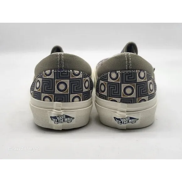 Vans Classic Slip On Shoes Geo Trek Olive Blue Skate Shoes Men Size 6