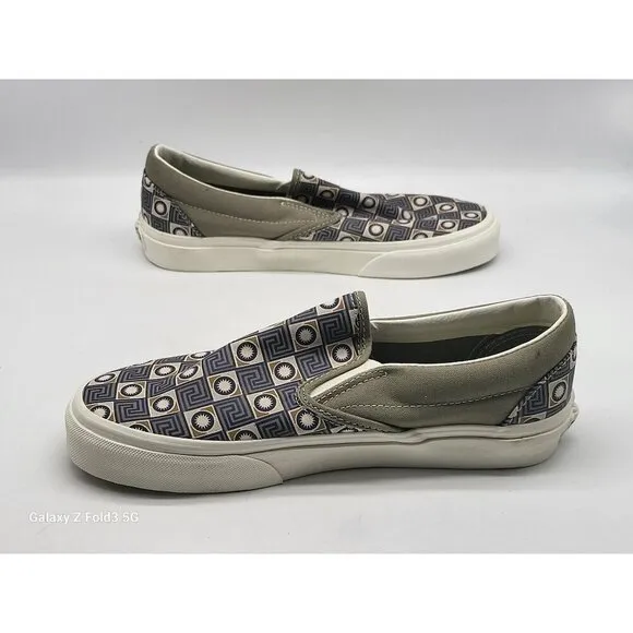 Vans Classic Slip On Shoes Geo Trek Olive Blue Skate Shoes Men Size 6