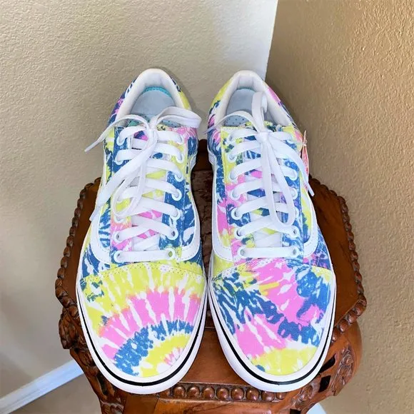 VANS Comfy Cush 500383 Old Skool Pastel Tie-Dye Lace Up Sneakers Men 10