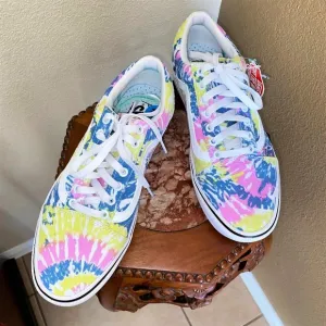 VANS Comfy Cush 500383 Old Skool Pastel Tie-Dye Lace Up Sneakers Men 10