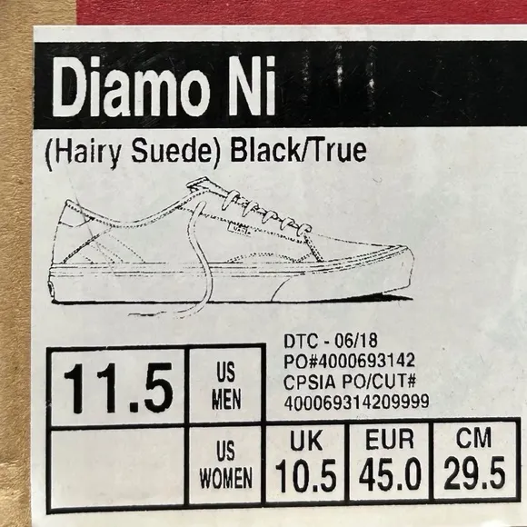 Vans Diamo Ni Hair Suede Black True White Shoes