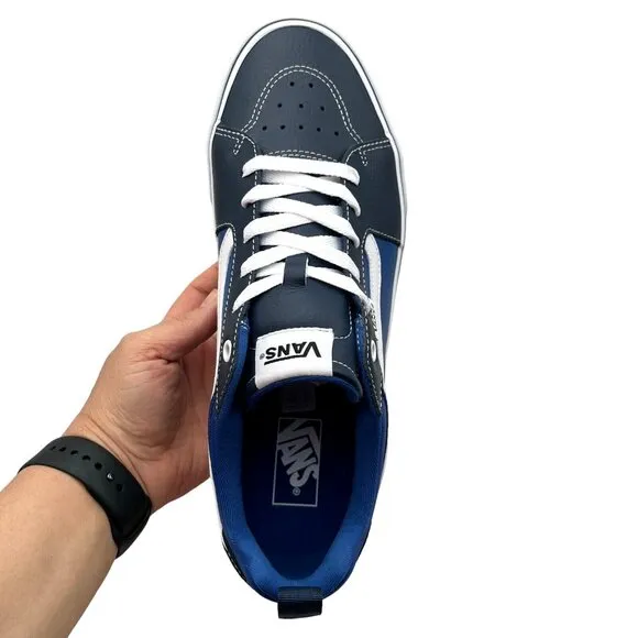 Vans Filmore Men's Casual Leather Sneaker Size 11 Navy -Royal Blue Lace up Shoes