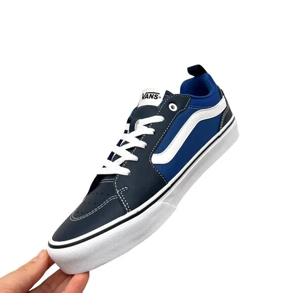 Vans Filmore Men's Casual Leather Sneaker Size 11 Navy -Royal Blue Lace up Shoes