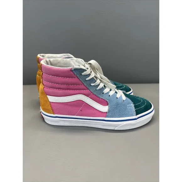 VANS M 5.5 &amp; W 7 SK8 Hi Suede Off The Wall Colorblock Multi Bright Yacht Club