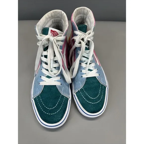 VANS M 5.5 &amp; W 7 SK8 Hi Suede Off The Wall Colorblock Multi Bright Yacht Club