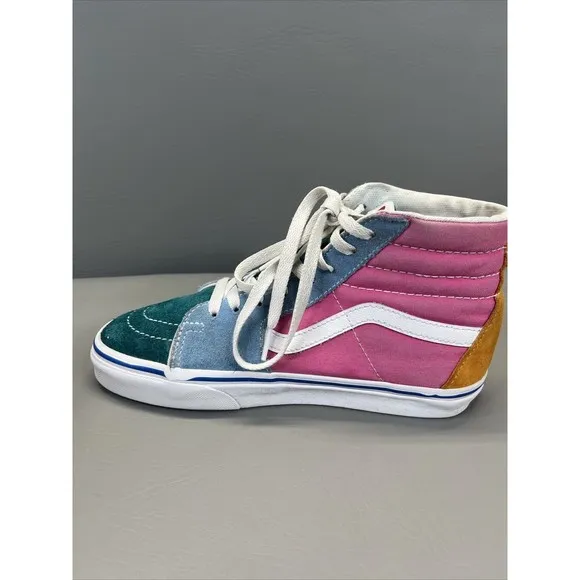 VANS M 5.5 &amp; W 7 SK8 Hi Suede Off The Wall Colorblock Multi Bright Yacht Club