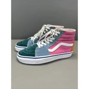 VANS M 5.5 &amp; W 7 SK8 Hi Suede Off The Wall Colorblock Multi Bright Yacht Club