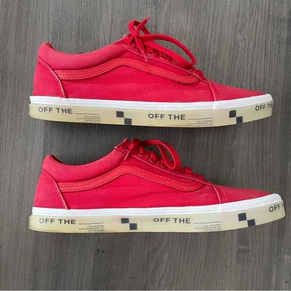 Vans Men Old Skool otw Foxing Translucent Racing Red sneakers shoes size 12