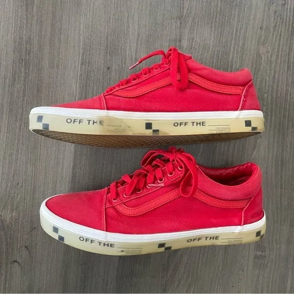 Vans Men Old Skool otw Foxing Translucent Racing Red sneakers shoes size 12