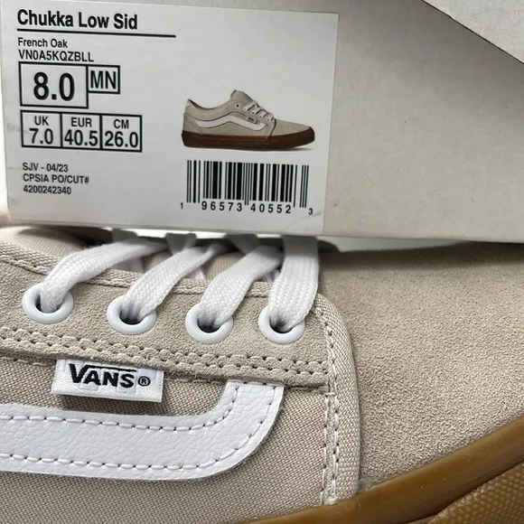 Vans Men's Beige and White Sneakers Chukka Low SidFrench OakVN0A5KQZBLL
