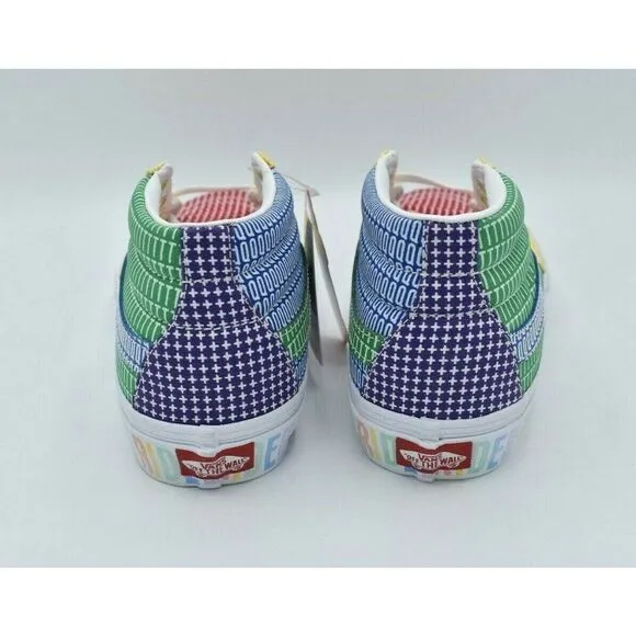 Vans Mens Size 10 Sk8-Mid Multicolor True White Pride Casual Sneaker Shoes