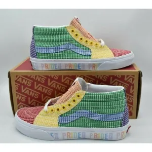 Vans Mens Size 10 Sk8-Mid Multicolor True White Pride Casual Sneaker Shoes