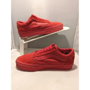 Vans Off The Wall Old Skool RACING RED Suede Checkerboard Skate Shoes M4  W 5.5