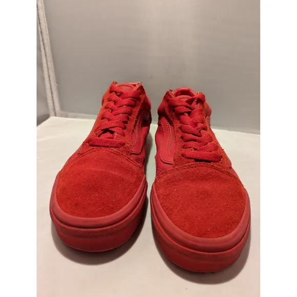 Vans Off The Wall Old Skool RACING RED Suede Checkerboard Skate Shoes M4  W 5.5