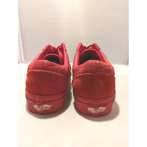 Vans Off The Wall Old Skool RACING RED Suede Checkerboard Skate Shoes M4  W 5.5