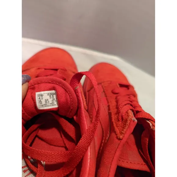 Vans Off The Wall Old Skool RACING RED Suede Checkerboard Skate Shoes M4  W 5.5
