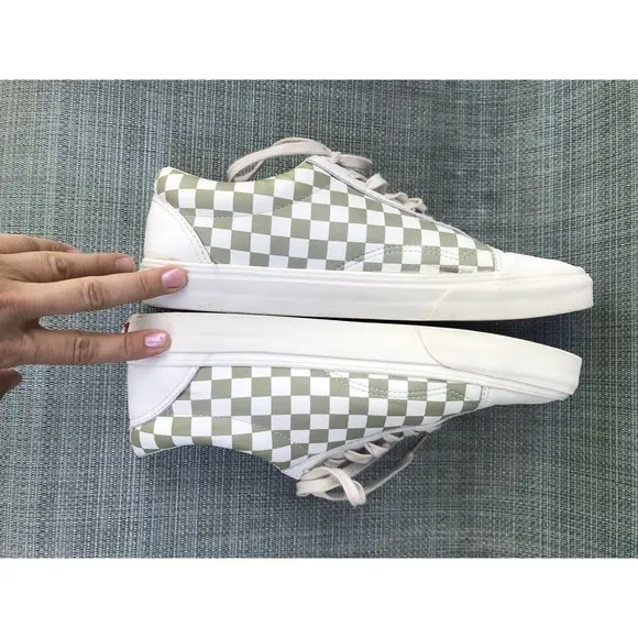 VANS OLD SKOOL DX ROSE EMBOIDERY SNEAKERS WHITE Leather MEN 12 WOMEN 13.5