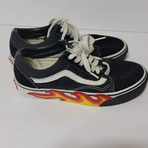 Vans Old Skool FLAME CUT OUT, great condition, youth/men's 3.5, women's 5