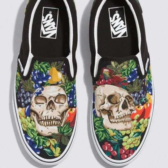 Vans Old Skool Skulls and fruits design Shoes Women new