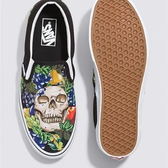 Vans Old Skool Skulls and fruits design Shoes Women new