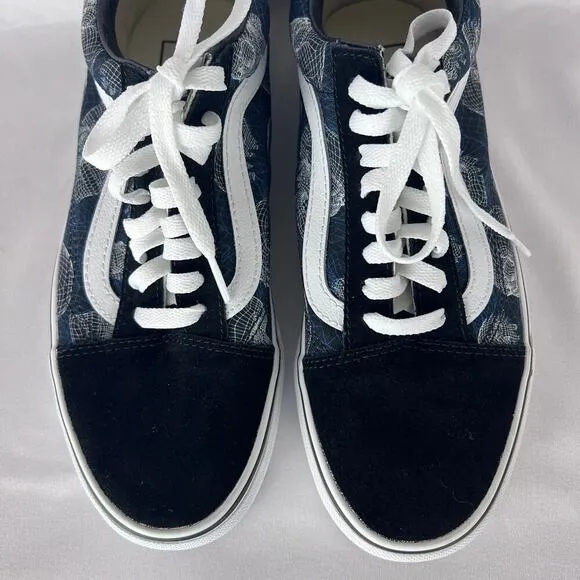 Vans Old Skool Skulls Wireframe Shoes Suede Trainers Skateboard Blk Men Size 6.5